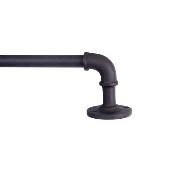 Adler Industrial 28 in. - 48 in. Adjustable Single Indoor/Outdoor Rust-Resistant Curtain Rod 5/8 in. Diameter in Black