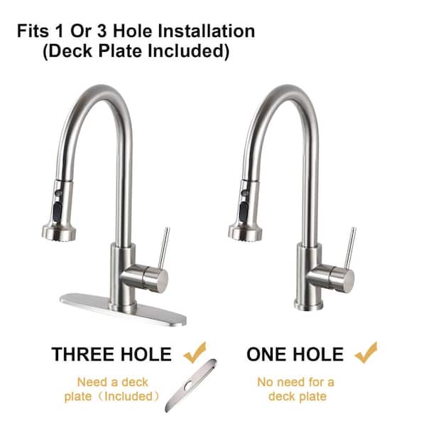 Single Handle Pull Down Sprayer Kitchen Faucet in Brushed Nickel