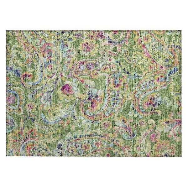 Chantille Machine Washable Indoor/Outdoor Abstract ACN834 Fern 1 ft. 8 in. x 2 ft. 6 in. Area Rug