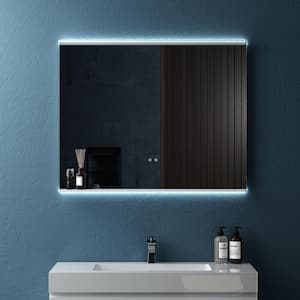 40 in. W x 32 in. H LED Rectangular Framed Wall Bathroom Vanity Mirror with Temperature Adjustable and Shelf in White
