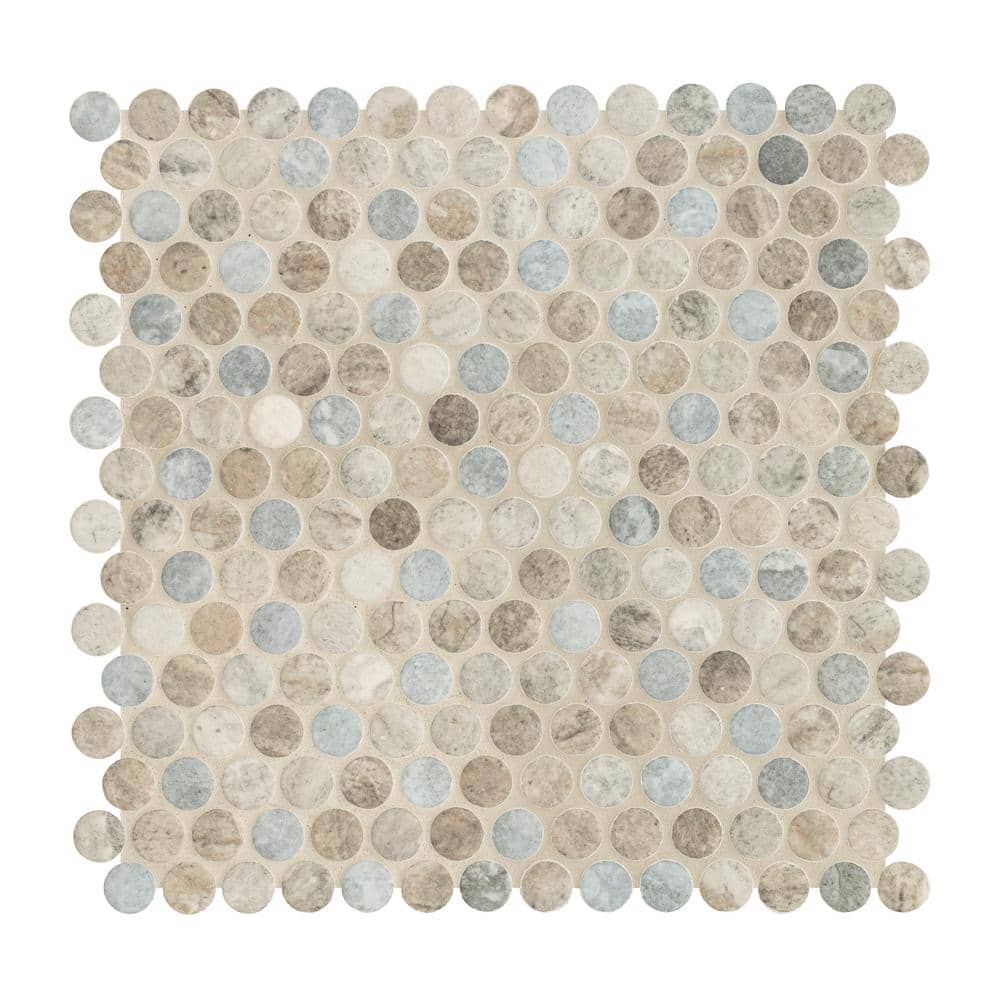 Take Home Tile Sample-Stonella Penny Round 4 in. x 4 in. x 6 mm Porcelain Mesh Mounted Mosaic Tile price history on PriceWatchPro