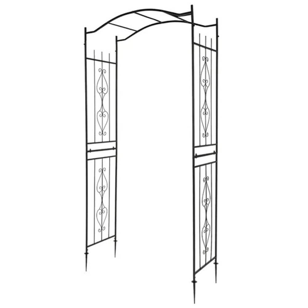 90.55 in. x 43.31 in. Wrought Iron Garden Arch Arbor with Bridge Roof and Rustproof for Vines and Flowers in Black price history on PriceWatchPro