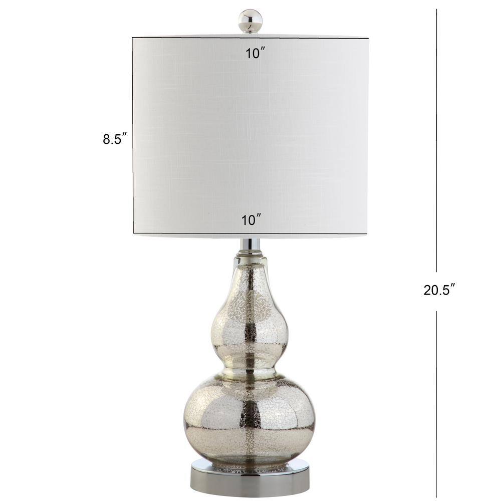 Anya 20.5" Mercury Silver Glass Table Lamp Set with White Shades
