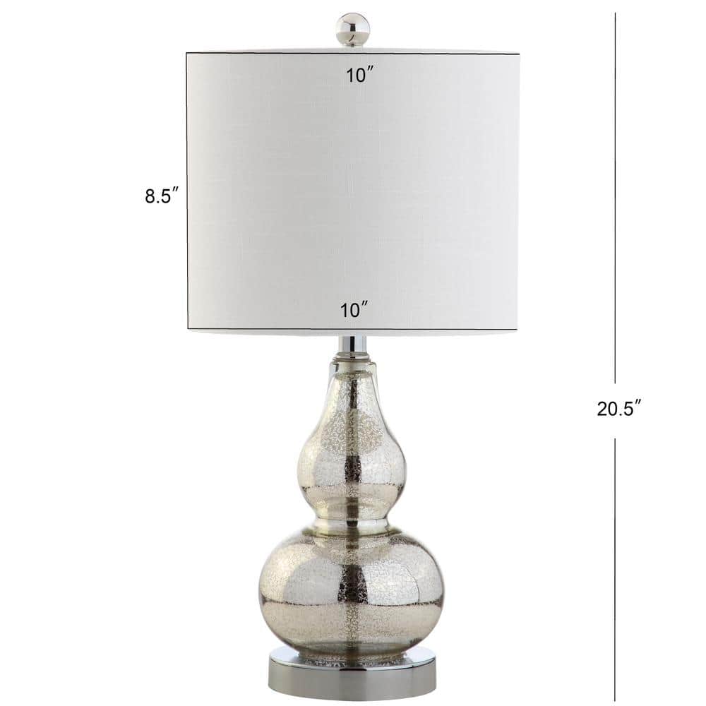 Anya 20.5" Mercury Silver Hand-Blown Glass Table Lamp with White Linen Shade