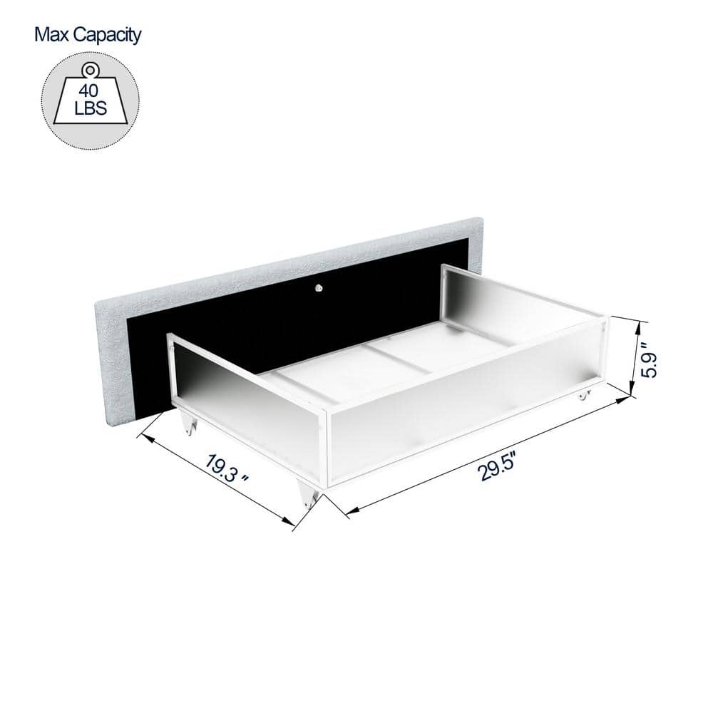 Ivory Boucle Upholstered Queen Platform Bed with Metal Frame and 4 Storage Drawers