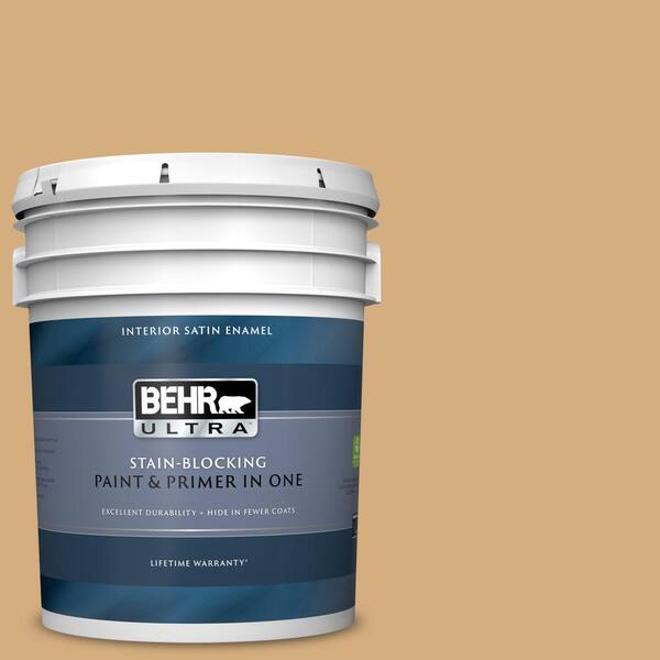 BEHR ULTRA 5 gal. #UL160-4 Spiced Cashews Satin Enamel Interior Paint and Primer in One