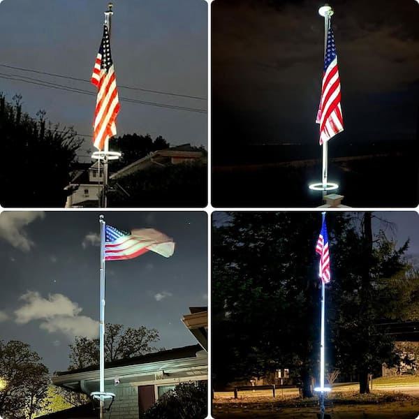 Solar Outdoor Flagpole Light Ring 4640 Lumen LED Flag Pole Light