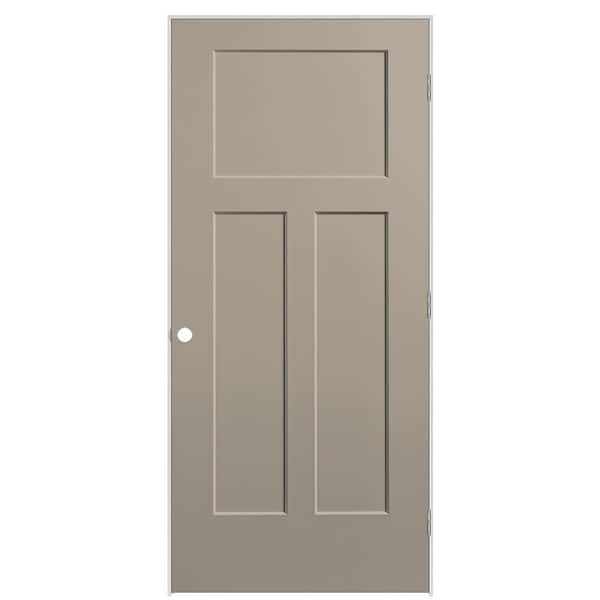 Masonite 36 in. x 80 in. 3-Panel Winslow Left-Hand Solid Core Smoked Tan Molded Composite Single Prehung Interior Door