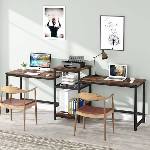 BYBLIGHT 47 in. Retangular Particle Board Brown 1-Drawer Drafting Writing  Desk with Shelves and Tiltable Tabletop Drawing Table BB-C0296GX - The Home  Depot