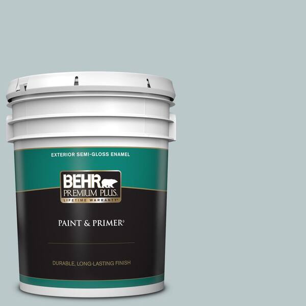 BEHR PREMIUM PLUS 5 gal. #N470-2 Oceanic Climate Semi-Gloss Enamel Exterior Paint & Primer