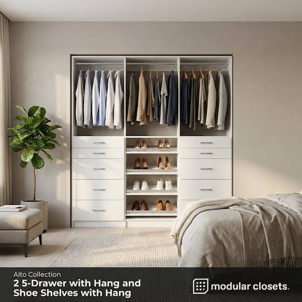 MODULAR CLOSETS Alto 81 in. W White Tower System 2 5-Drawer with