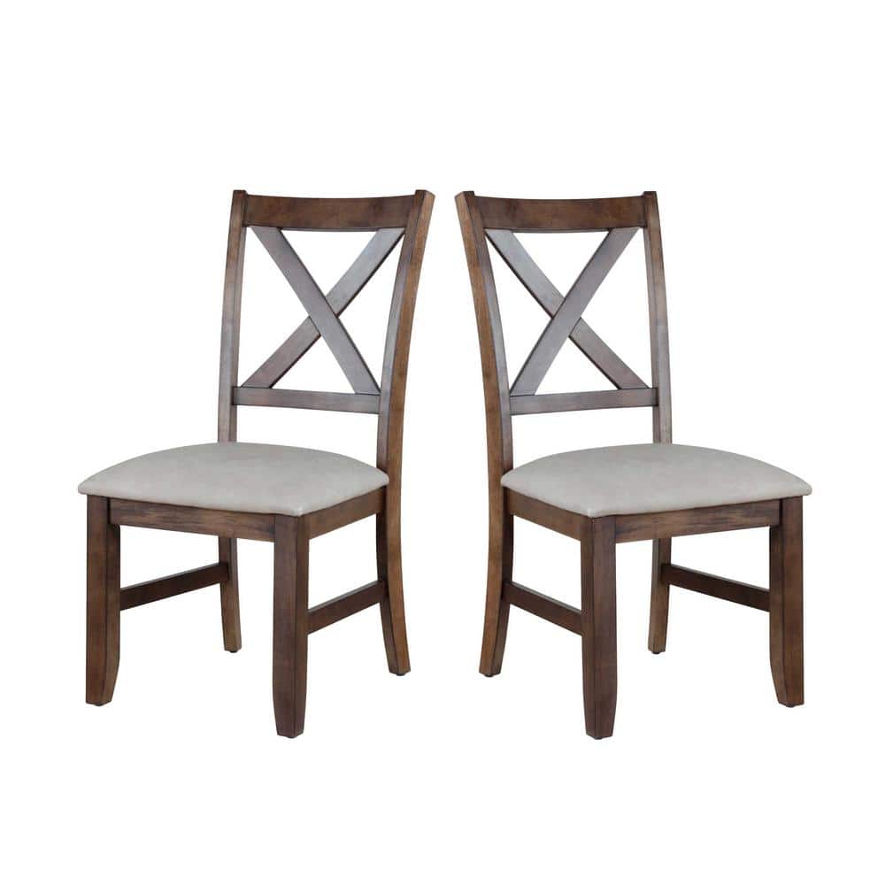 Astoria Rustic Brown Wood 7-Piece Dining Set with Upholstered Chairs