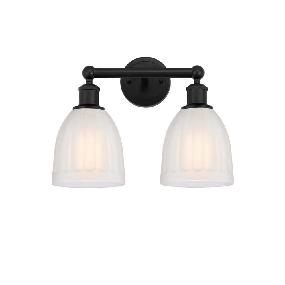 Brookfield 14.75 in. 2-Light Matte Black Vanity Light with Glass Shade price history on PriceWatchPro