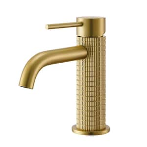 Mendavia Single Handle Single Hole Bathroom Faucet in Brushed Gold