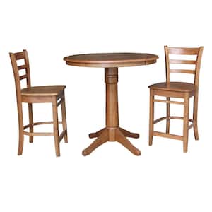 Distressed Oak 48 in. Oval Dining Table with 2-Counter-Height Stools (3-Piece)