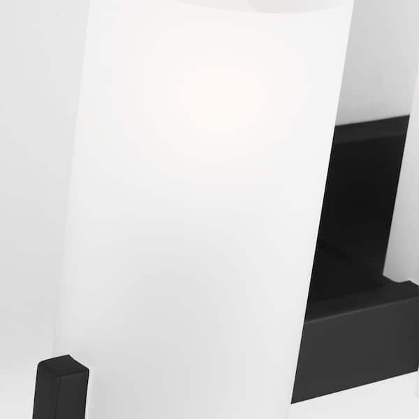 SCOTT LIVING - Rhode 19.63 in. 3-Light Midnight Black Large Vanity Light with Etched Glass Shades