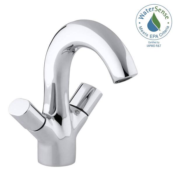 KOHLER Oblo Single Hole 2-Handle Low-Arc Water-Saving Bathroom Faucet in Polished Chrome