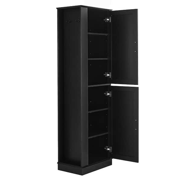 COWLOWN 21 in. W x 14 in. D x 68 in. H Bathroom Black Linen Cabinet