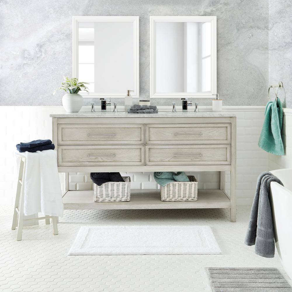 White Cotton Tufted Bath Runner Rug, 24" x 40"