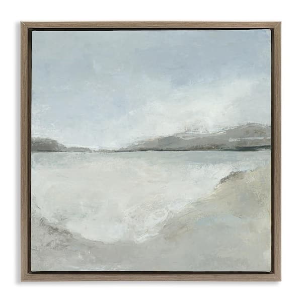 Stupell Industries Abstract Distressed Beach by Hannah Dawson Brown Floater Frame Nature Graphic Art Print 18 in. x 18 in.