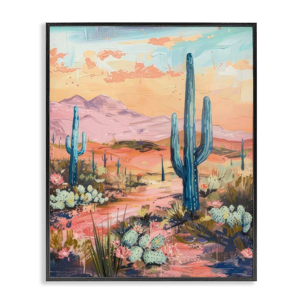 Soft Canyon Sunset Cacti by LSR Design Studio Black Framed Nature Giclee Art Print 14 in. x 11 in. price history on PriceWatchPro