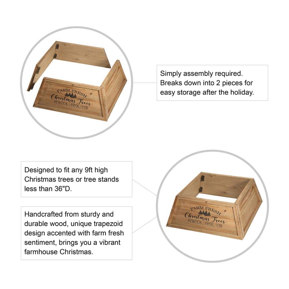 Natural Wooden Trapezoid Christmas Tree Collar