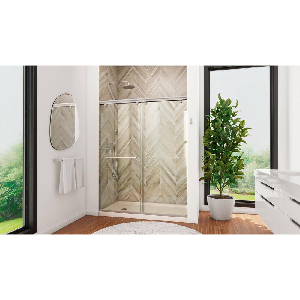 Charisma 60" Frameless Clear Glass Sliding Shower Kit with Brushed Nickel Hardware