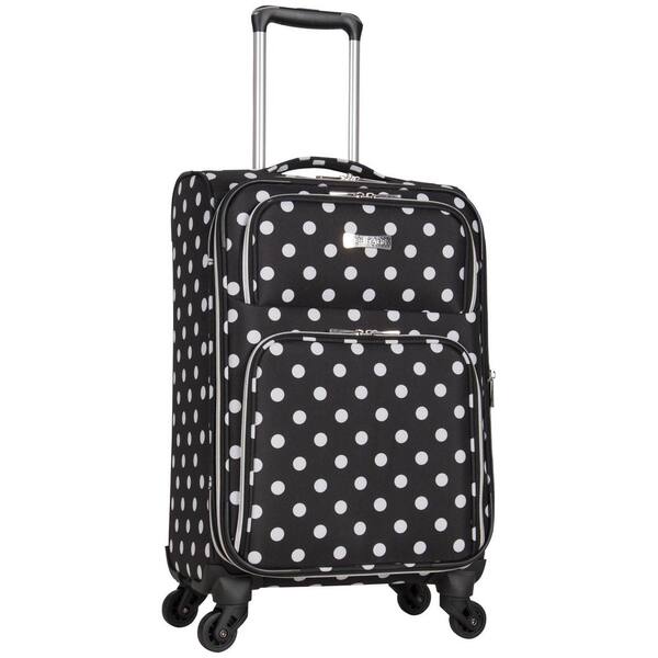 Heritage Albany Park 20 in. Lightweight Black/White Polka Dot Printed Expandable 4-Wheel Carry-On Luggage