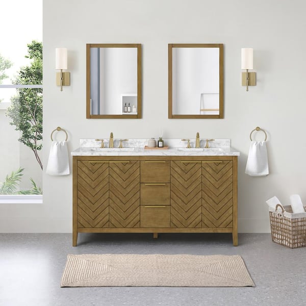 OVE Decors Roselle 60 in. W x 22 in. D x 34 in. H Double Sink Bath