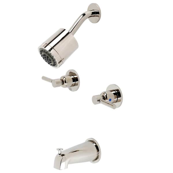 Kingston Brass Concord 2-Handle 2-Spray Tub and Shower Faucet in Polished Nickel (Valve Included)