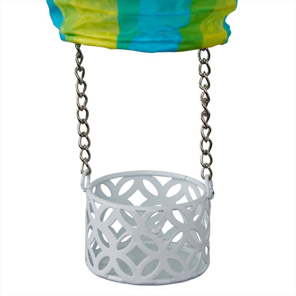 16" Solar Powered Yellow and Blue Hot Air Balloon LED Lamp