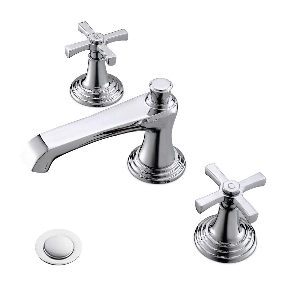 Phiestina 8 In. Widespread Brushed Nicekel Bathroom Faucet 2 Handle 3 Hole Bathroom Vanity Faucet With Mental Pop Up Drain Hdbf03042 K01 Gbn