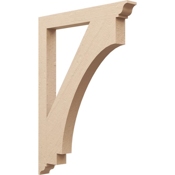Ekena Millwork 3.5 in. x 44 in. x 32 in. Imperial Traditional Rough Cedar Woodgrain Timberthane Polyurethane Bracket, Primed Tan