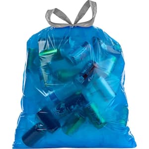 Aluf Plastics 20-30 Gallon 0.8 MIL Blue Drawstring Trash Bags - 30'' x 33'' - Pack of 36 - For Home, Kitchen, & Office