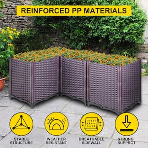Plastic Raised Garden Bed 20.5 in. H Flower Box Kit Raised Planter Set of 4 Raised Planter Boxes for Outdoor