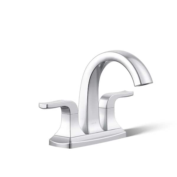Rubicon 4 in. Centerset Double Handle High Arc Bathroom Faucet in Polished Chrome