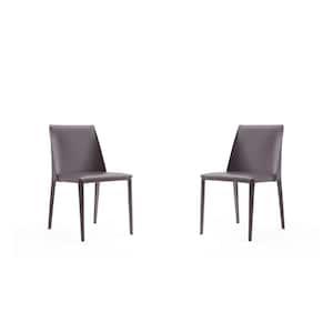 Paris Grey Saddle Leather Dining Chair (Set of 2)