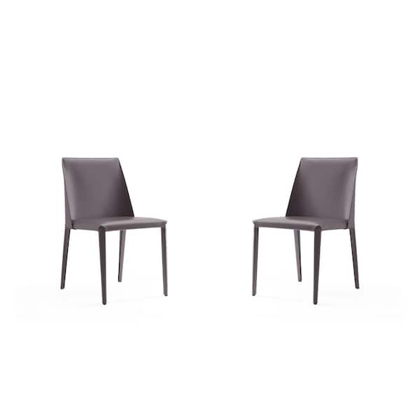 Manhattan Comfort Paris Grey Saddle Leather Dining Chair (Set of 2)