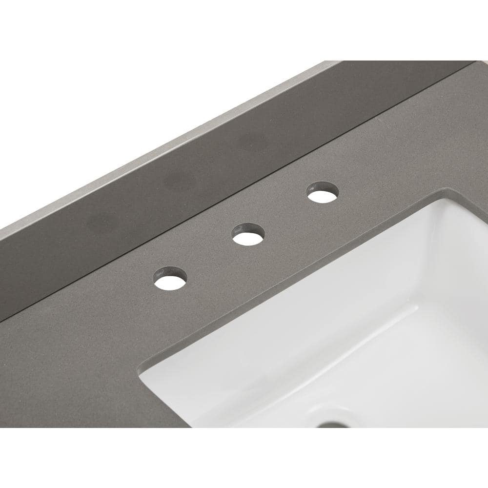 Concrete Grey Composite Stone Vanity Top with White Sink, 31 in.