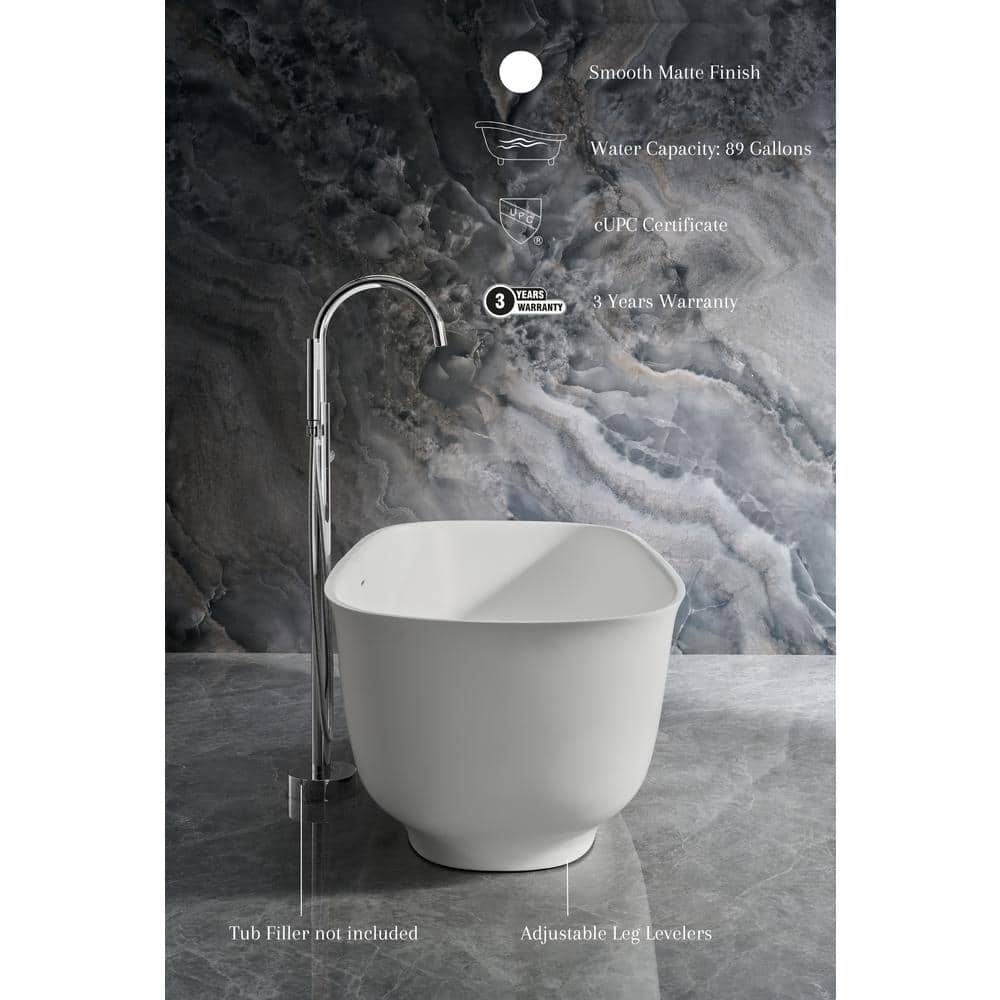 Fiore 67'' Matte White Acrylic Freestanding Bathtub