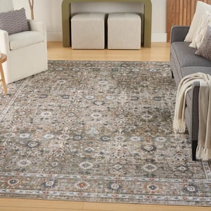 Astra Machine Washable Gold Grey 8 ft. x 10 ft. Distressed Traditional Area Rug