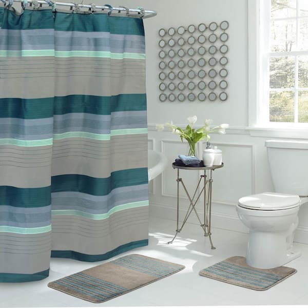 Bath Fusion Regent Stripe 30 In L X 18, Grey Bathroom Shower Curtains