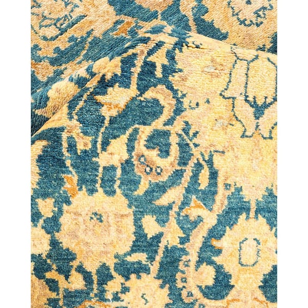 Mogul 6 ft. x 9 ft. Blue Oriental Wool Indoor Area Rug