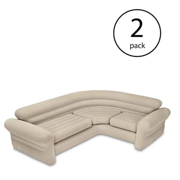 Intex Inflatable Corner Living Room Neutral Sectional Sofa (2-Pack)