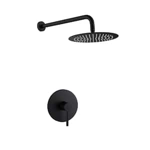 Single Handle 1-Spray 10 in. Shower Faucet 1.5 GPM with High Pressure in Matte Black (Valve Included)