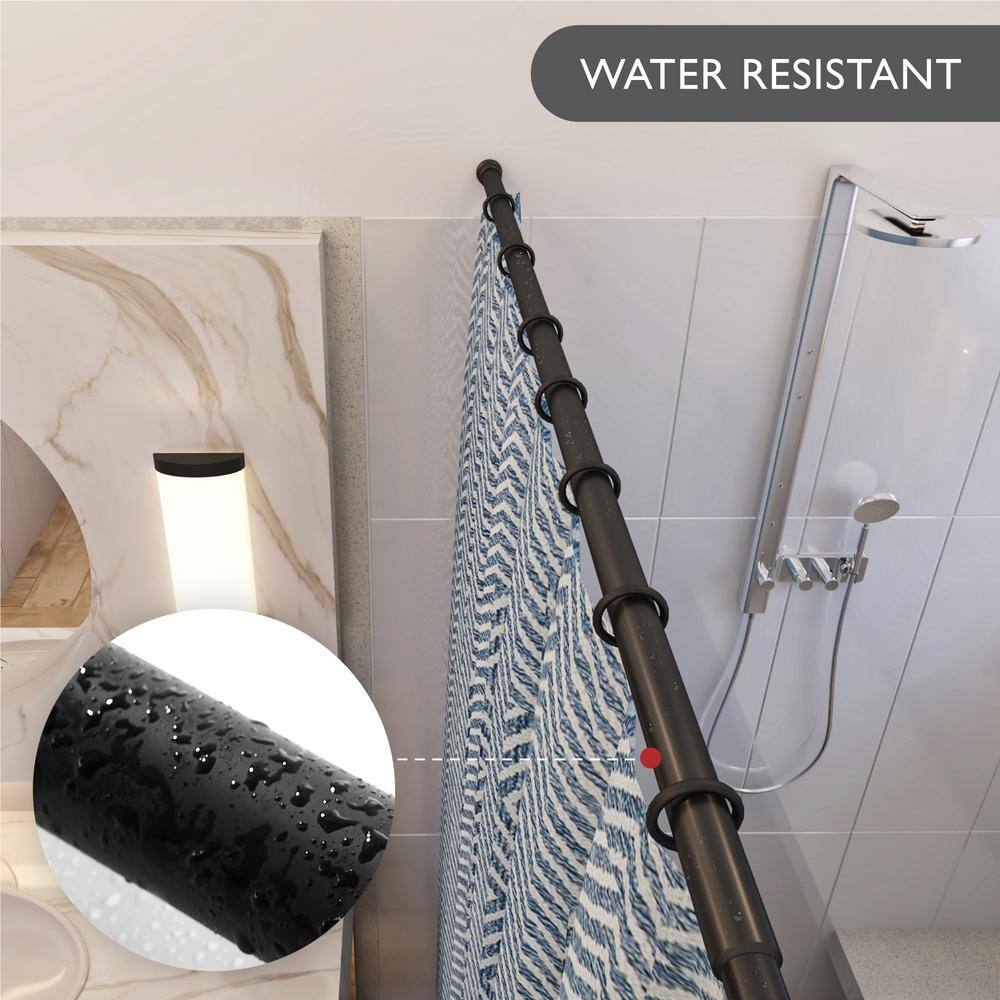 Matte Black Adjustable Steel Tension Shower Rod, 36 to 63 Inches
