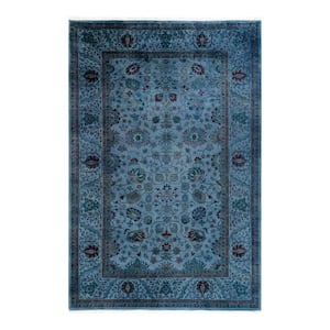 Blue 5 ft. 4 in. x 7 ft. 10 in. Fine Vibrance One-of-a-Kind Hand-Knotted Area Rug