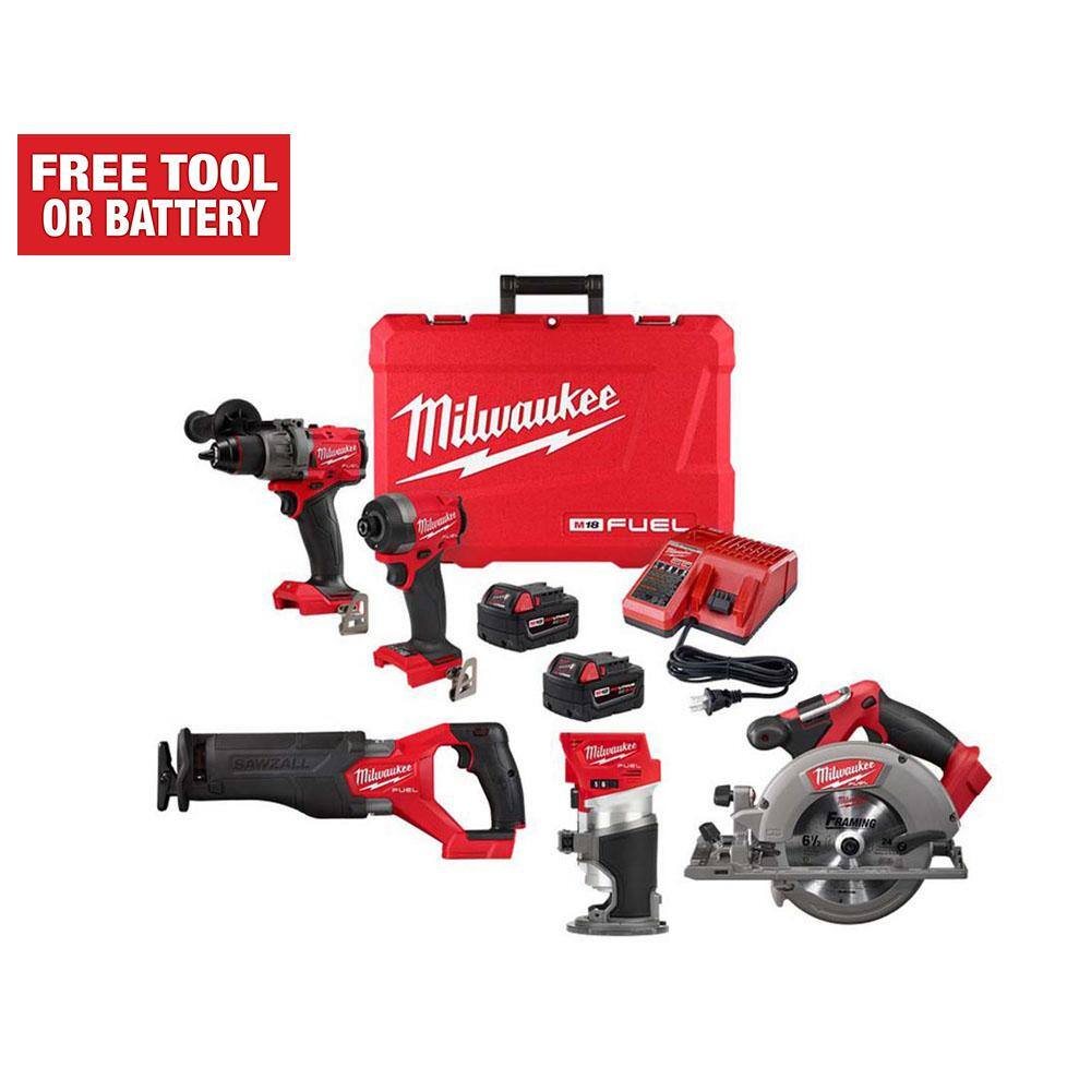 Milwaukee M18 FUEL 18-Volt Lithium Ion Brushless Cordless Combo Kit 4-Tool with Cordless Router