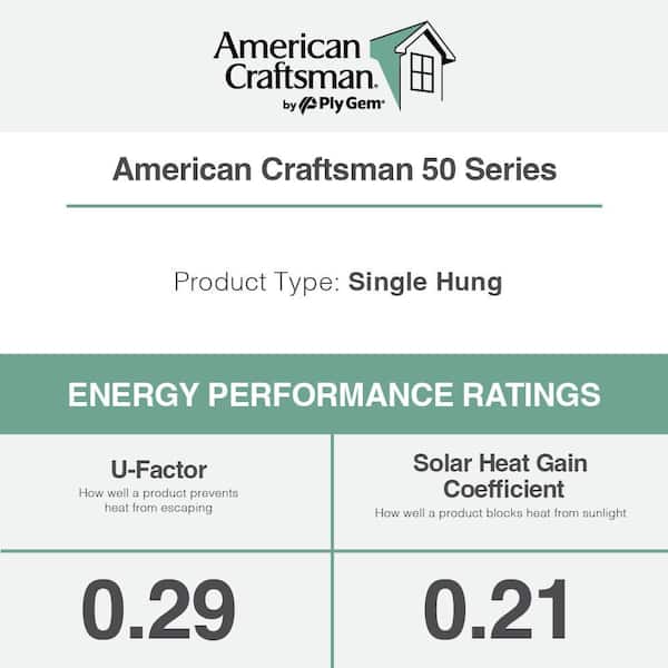 35.375 in. x 59.25 in. 50 Series White Single Hung Low-E Argon SC Glass Vinyl Fin Window with Grids, Screen Incl