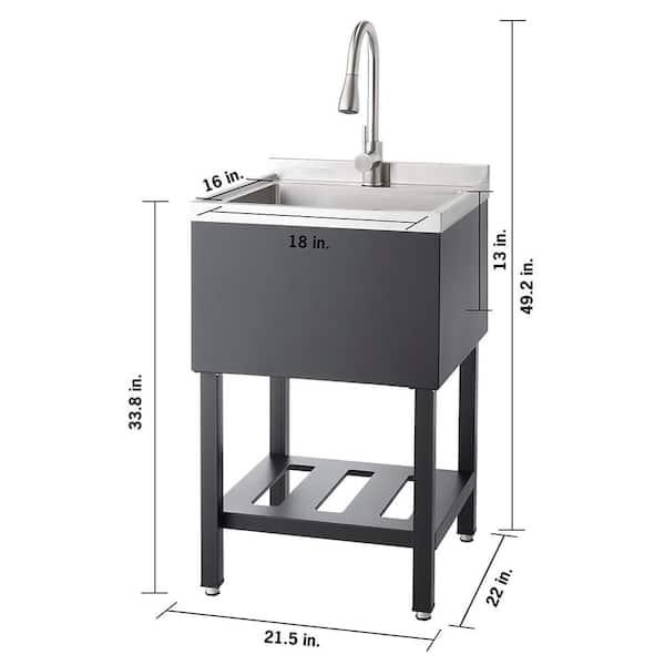 TRINITY 18 in. W x16 in. D Basin Freestanding Laundry/Utility Sink